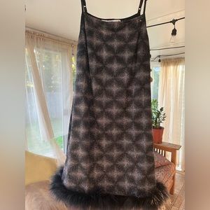 Urban Renewal Parties Remnants Twila Feather Trim Mini Dress Size Small